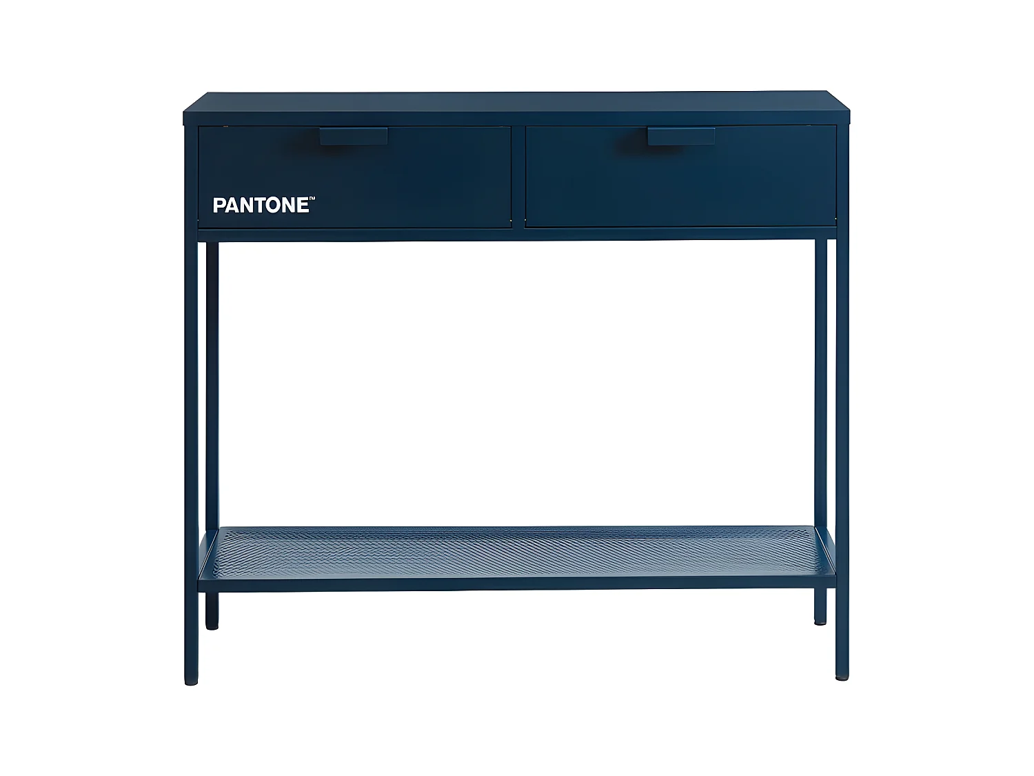 Nino - Console 2 tiroirs en métal PANTONE L100cm - Bleu nuit