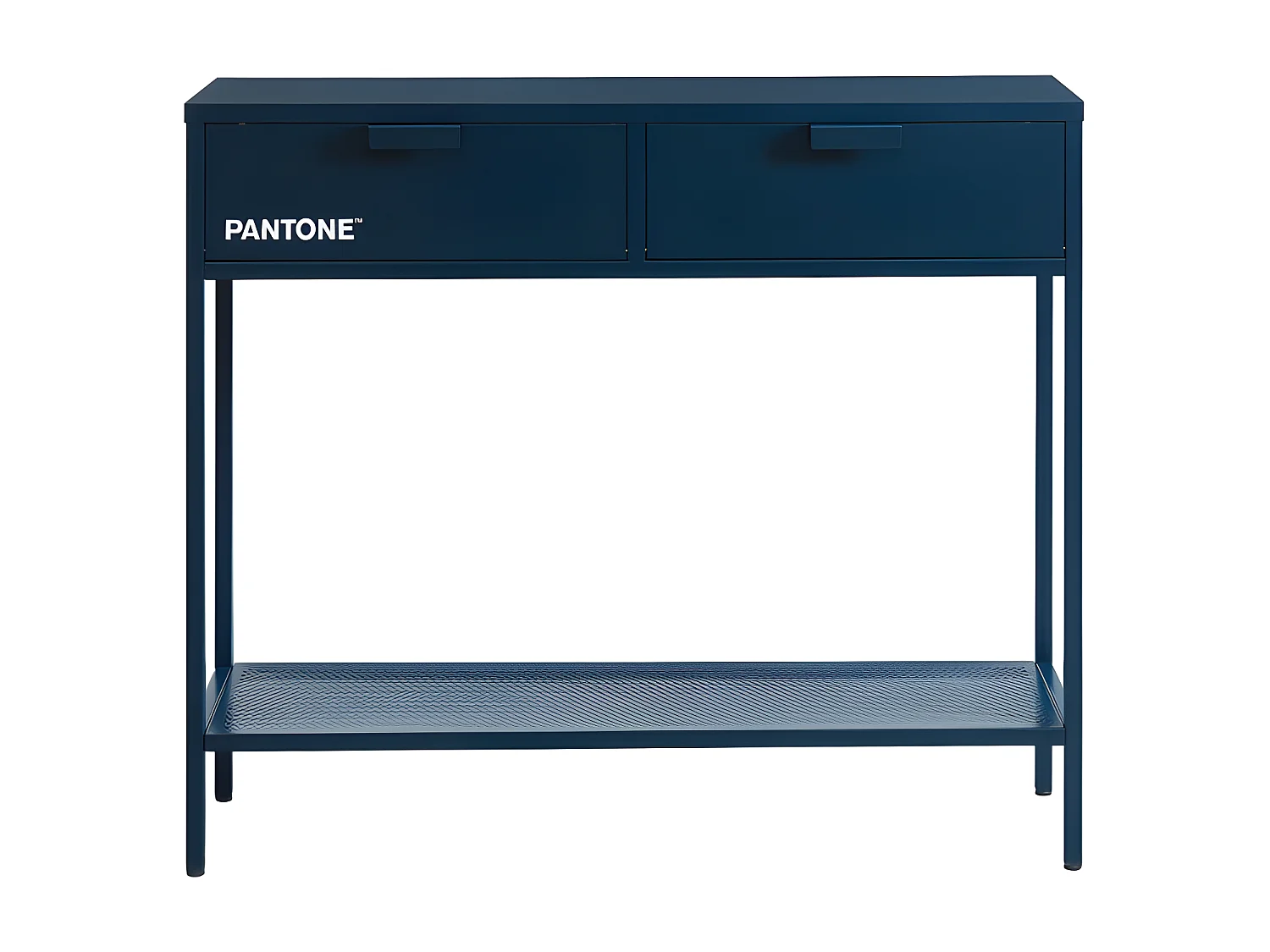 Nino - Console 2 tiroirs en métal PANTONE L100cm - Bleu nuit