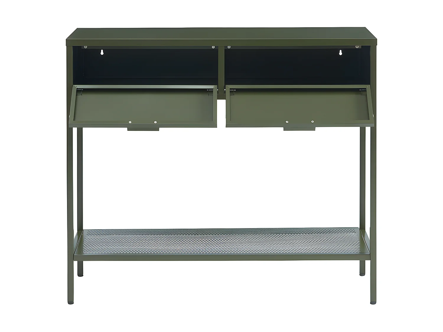 Nino - Console 2 tiroirs en métal PANTONE L100cm - Vert kaki