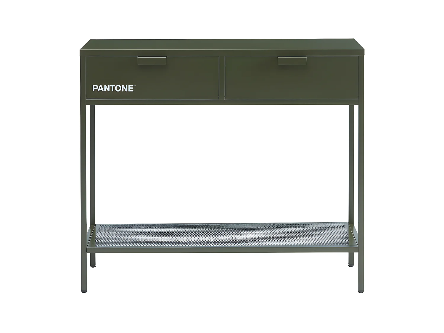 Nino - Console 2 tiroirs en métal PANTONE L100cm - Vert kaki