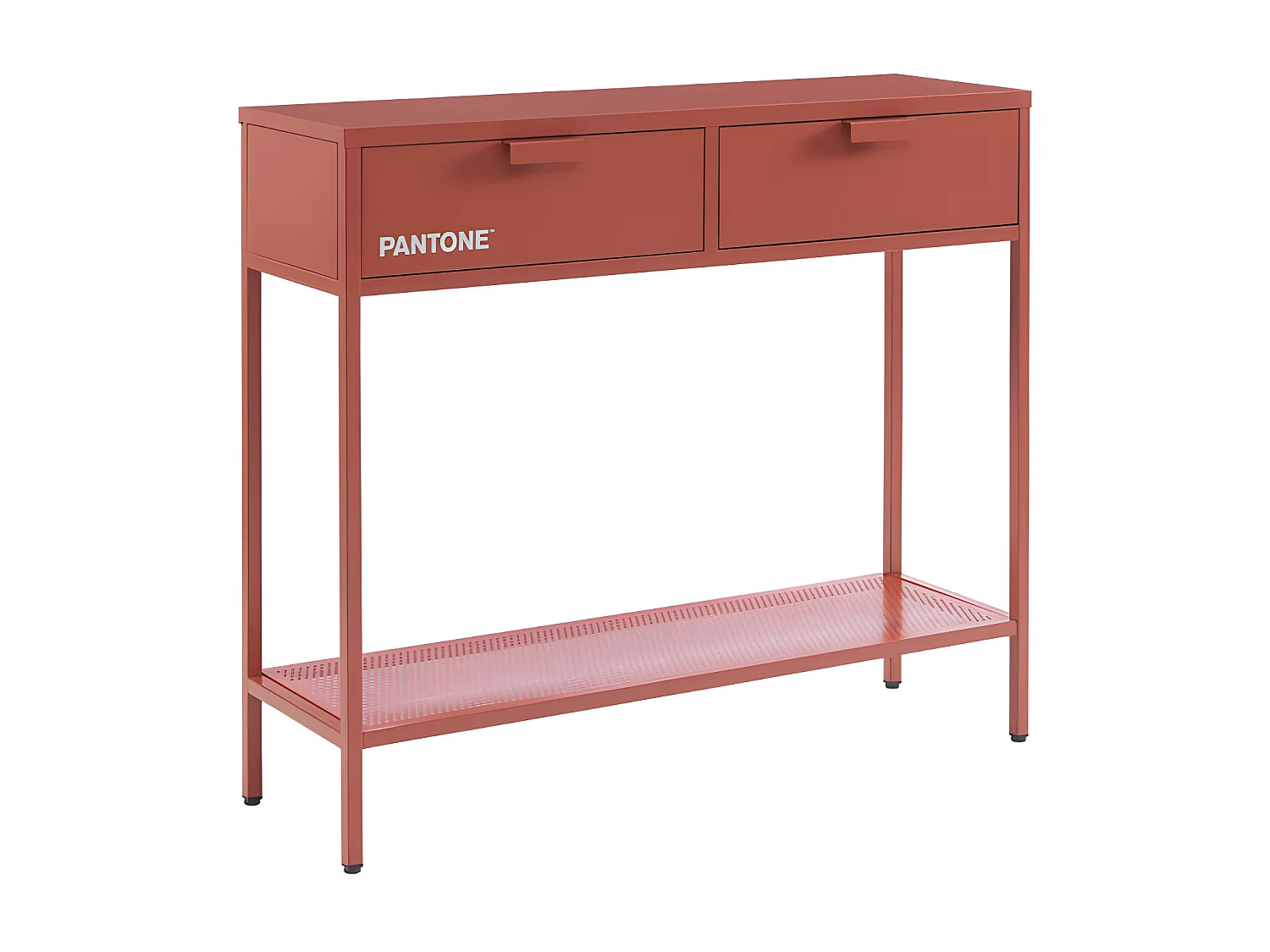 Nino - Console 2 tiroirs en métal PANTONE L100cm - Terracotta