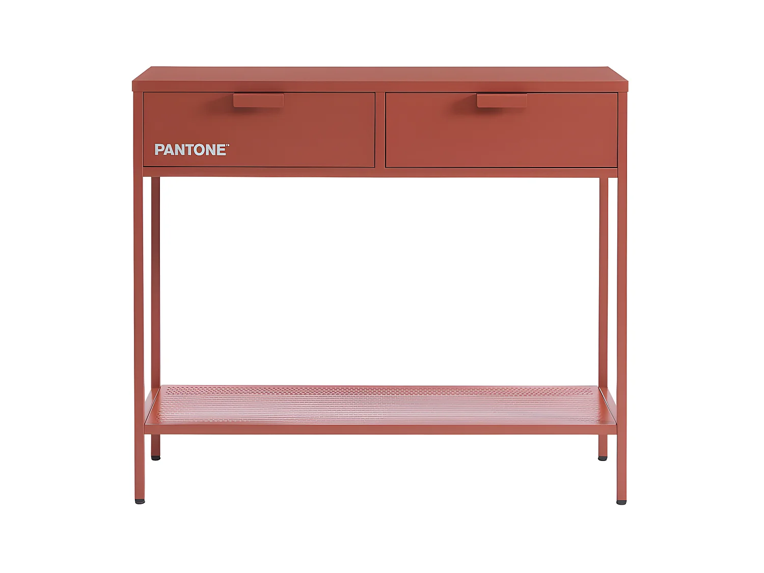 Nino - Console 2 tiroirs en métal PANTONE L100cm - Terracotta