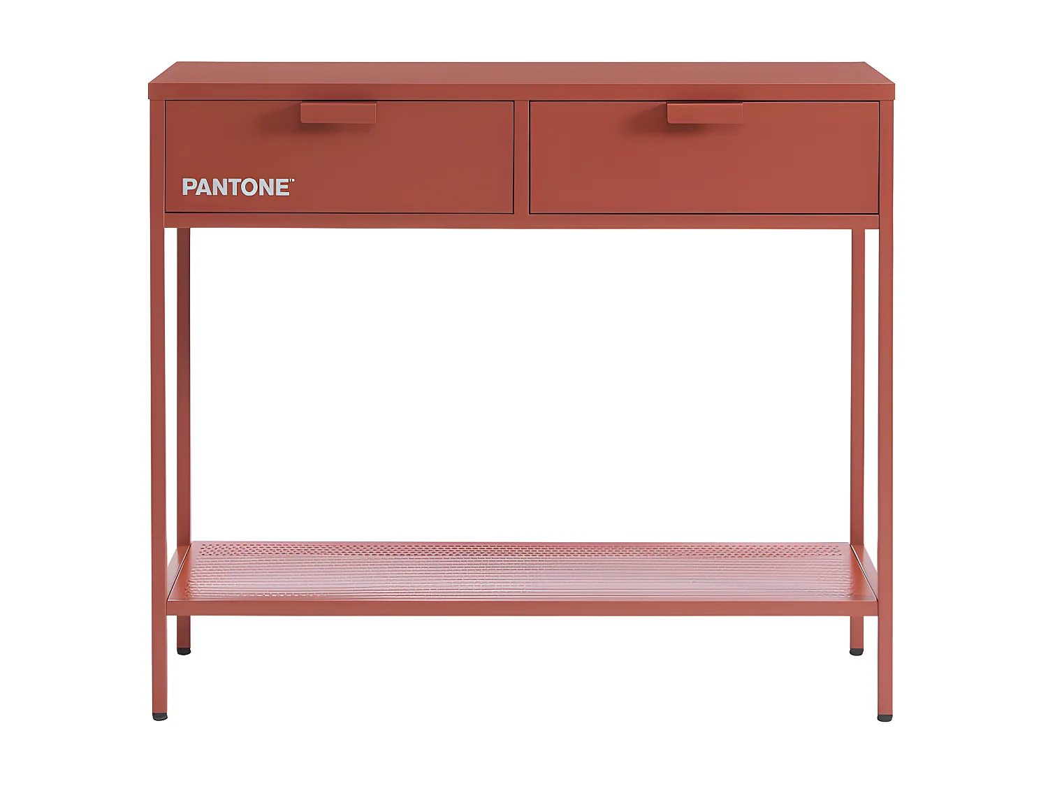 Nino - Console 2 tiroirs en métal PANTONE L100cm - Terracotta
