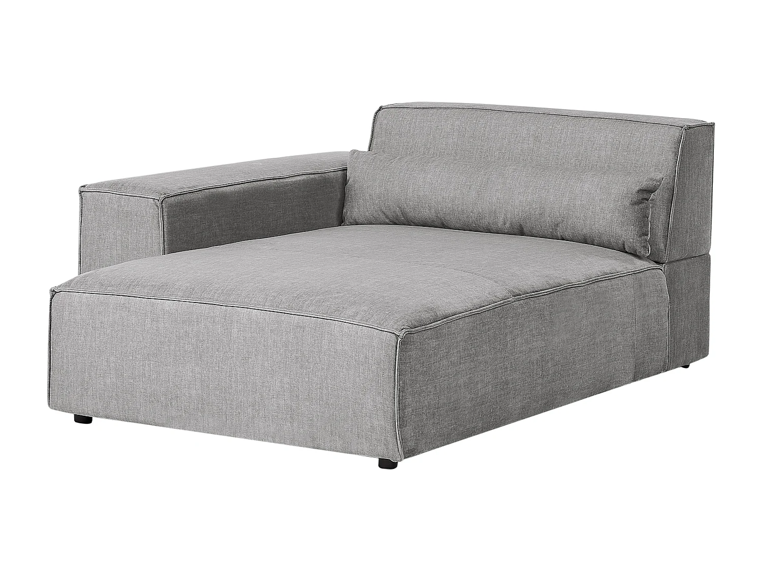 Modul Chaiselongue Stoff grau mit Armlehne rechts Dekokissen Skandi Hellnar
