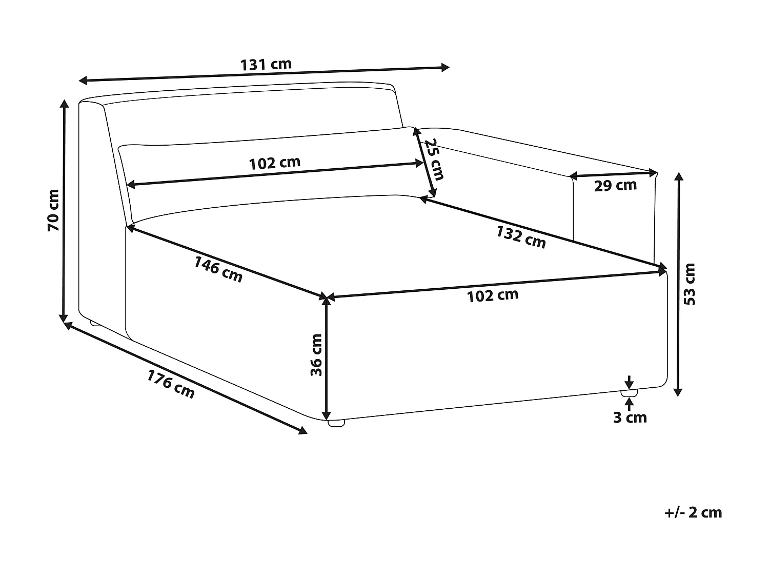 Linkszijdige chaise longue HELLNAR Stof Grijs