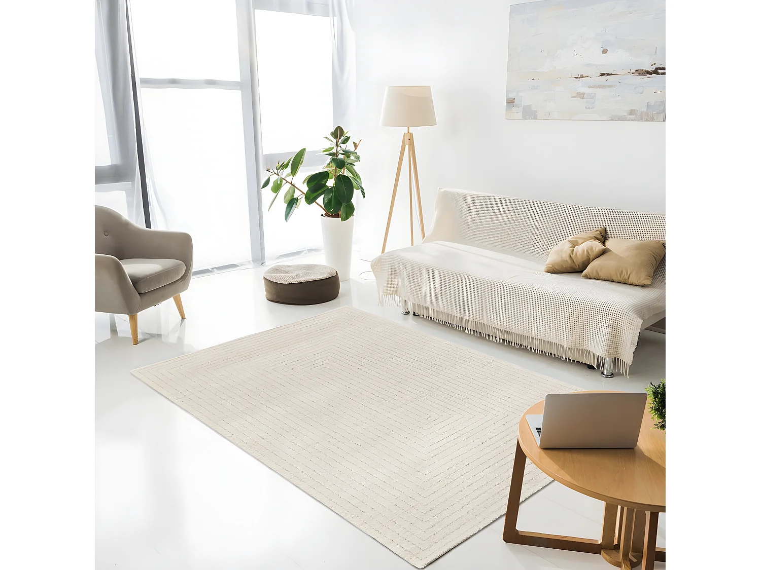 Kemi - Tapis contemporain -  Écru - 200x290cm