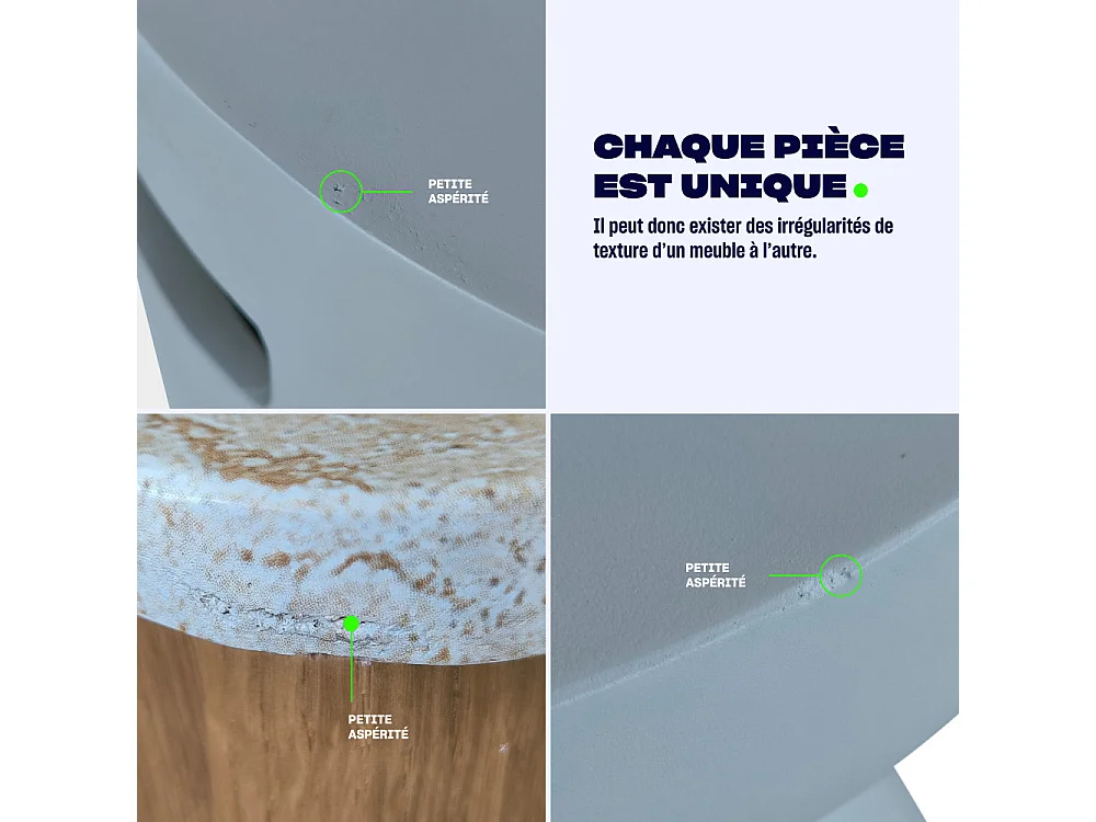 Danli - Table à manger 4 personnes ronde en fibre de ciment - Blanc