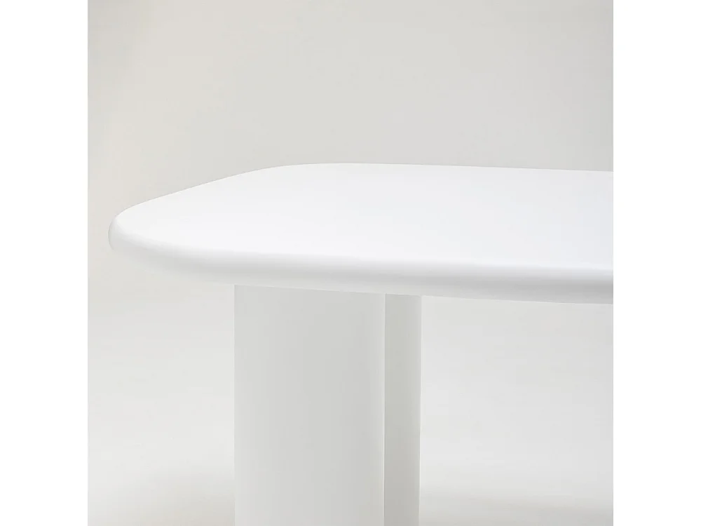 Rhodes - Table à manger 6 personnes organique en fibre de ciment - Blanc