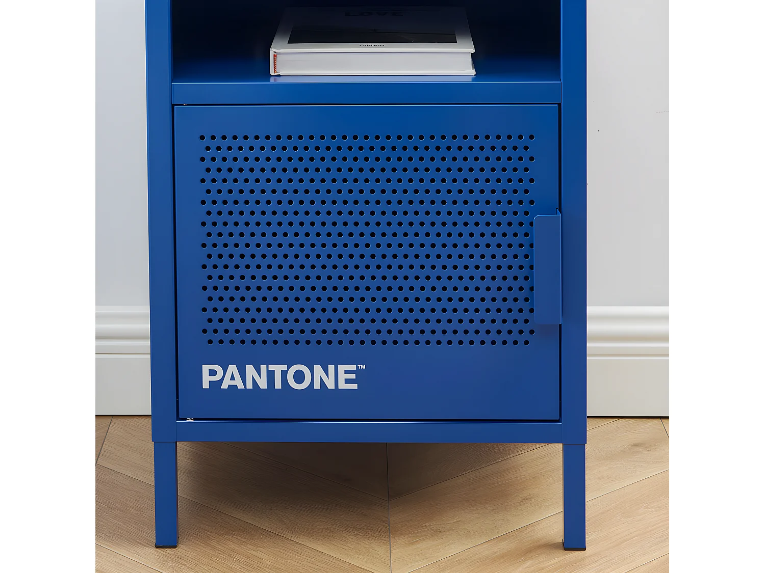 Nino - Table de chevet 1 porte en métal PANTONE - Bleu électrique
