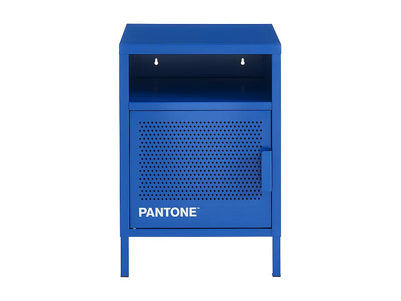 Nino - Table de chevet 1 porte en métal PANTONE - Bleu électrique