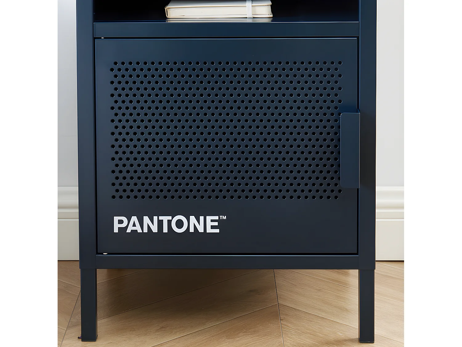 Nino - Table de chevet 1 porte en métal PANTONE - Bleu nuit