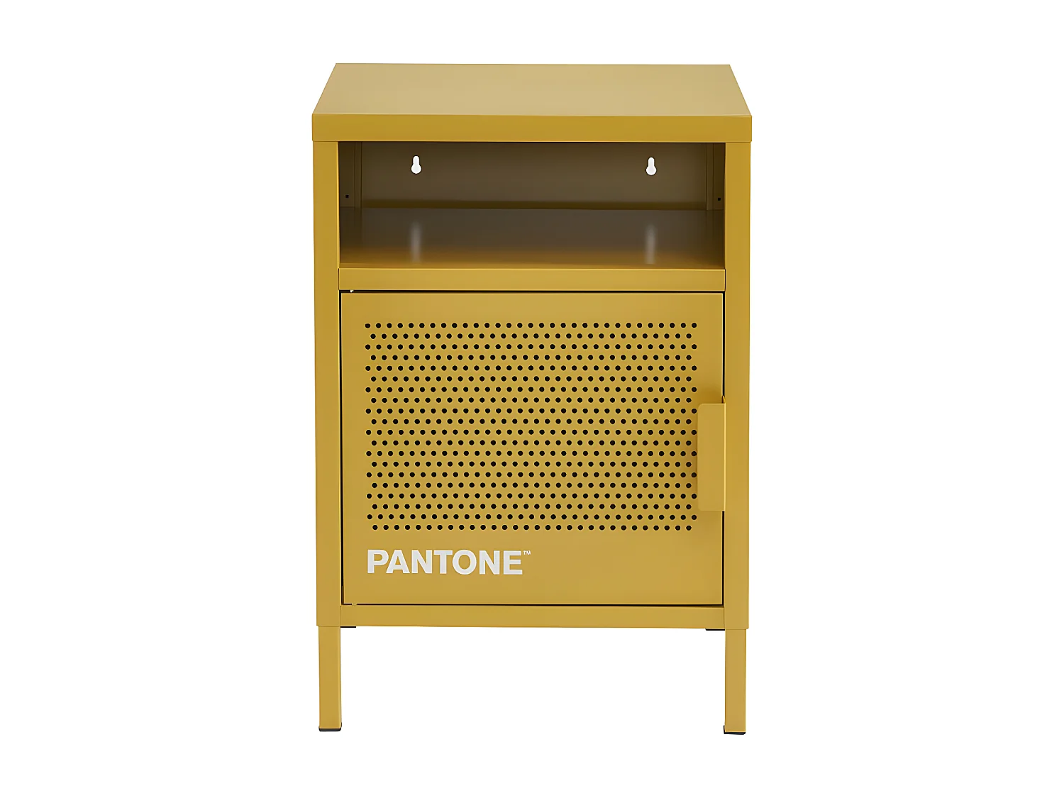 Nino - Table de chevet 1 porte en métal PANTONE - Jaune moutarde
