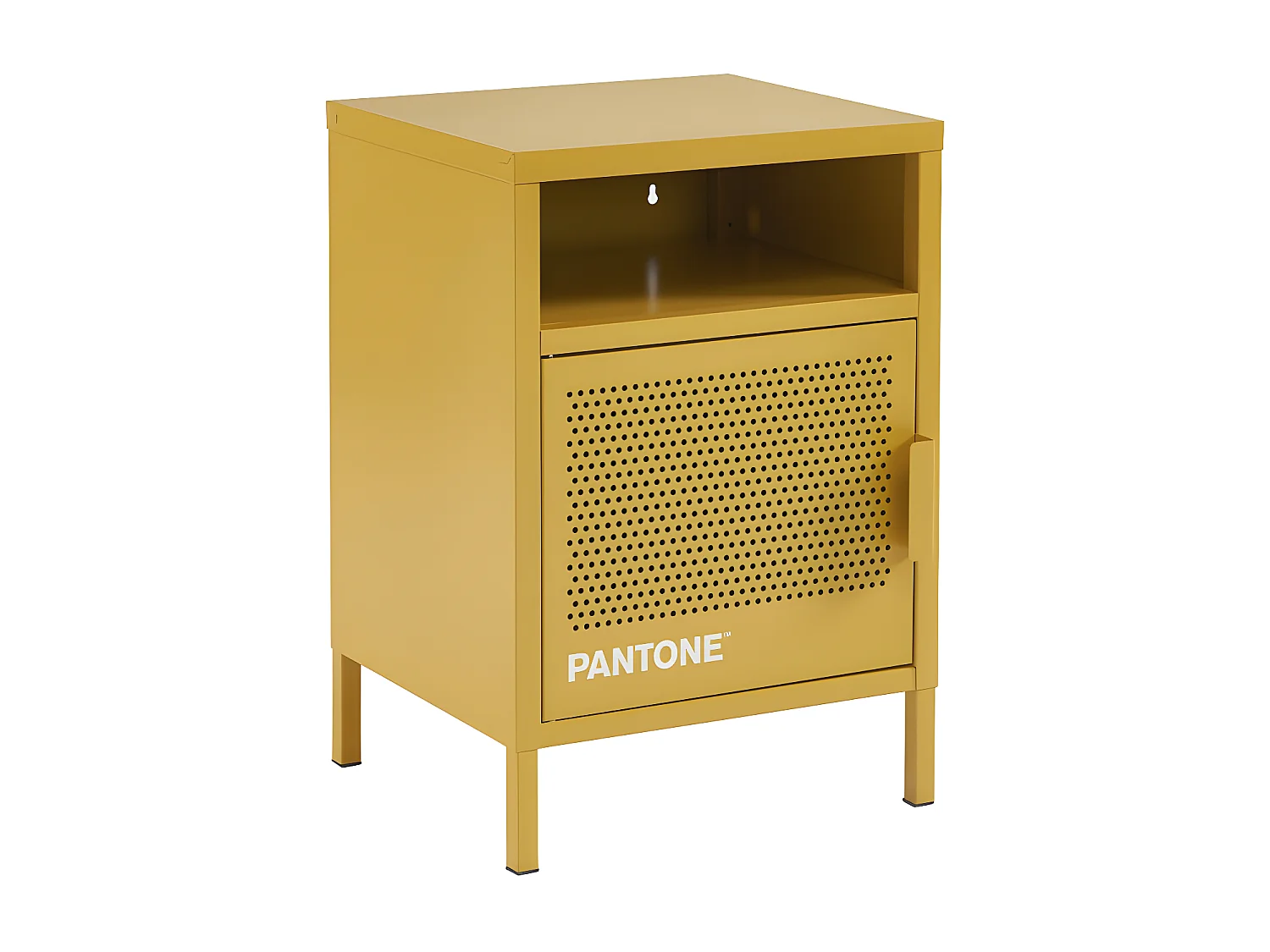 Nino - Table de chevet 1 porte en métal PANTONE - Jaune moutarde