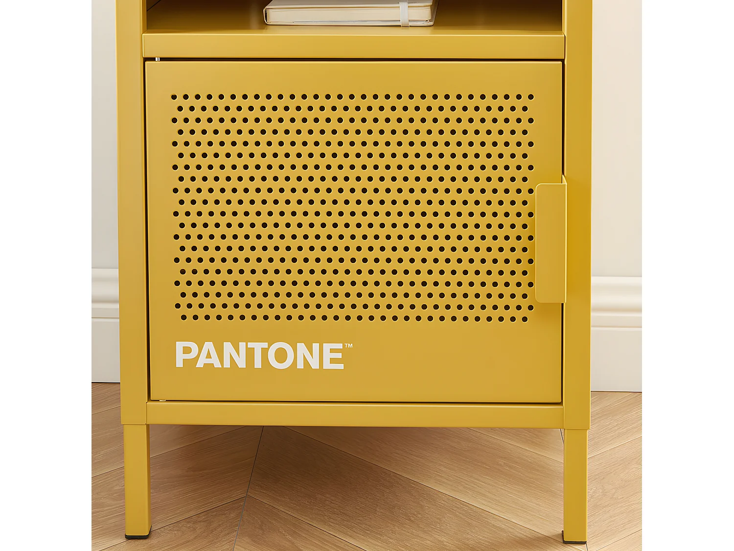 Nino - Table de chevet 1 porte en métal PANTONE - Jaune moutarde