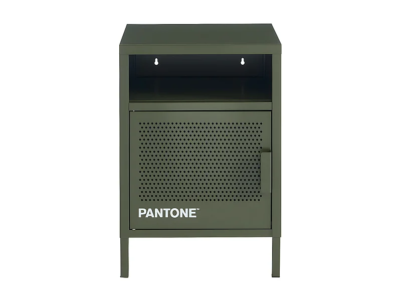 Nino - Table de chevet 1 porte en métal PANTONE - Vert kaki