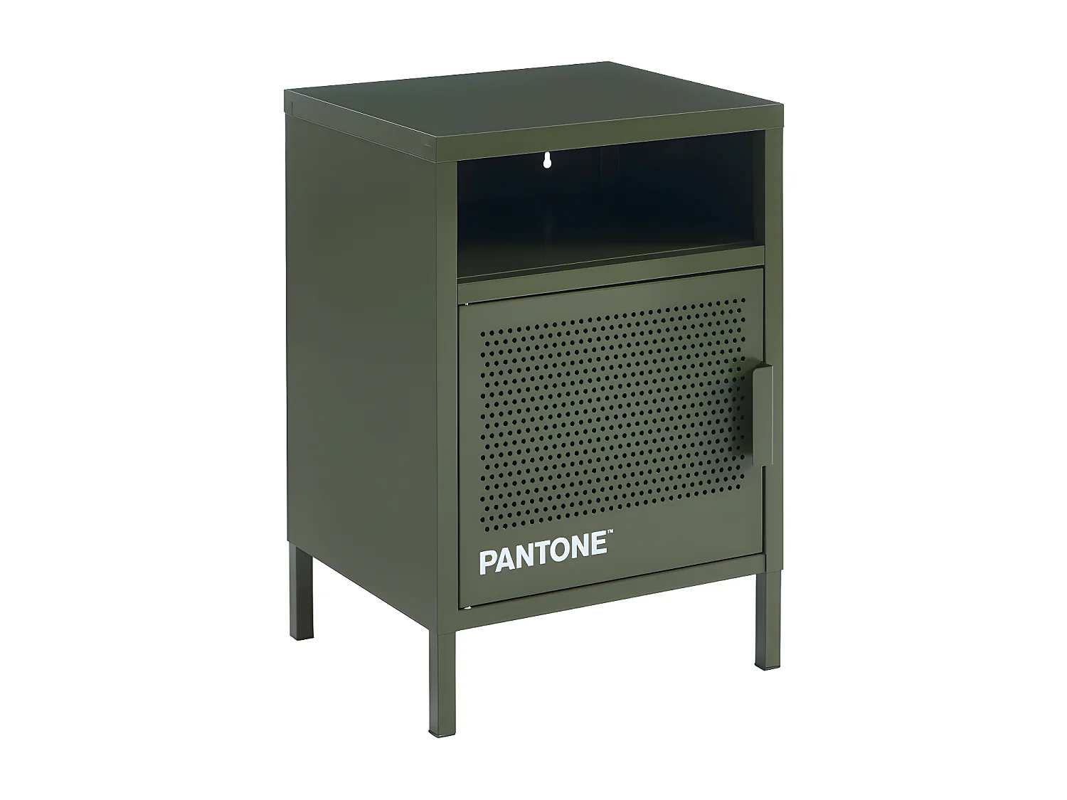 Nino - Table de chevet 1 porte en métal PANTONE - Vert kaki