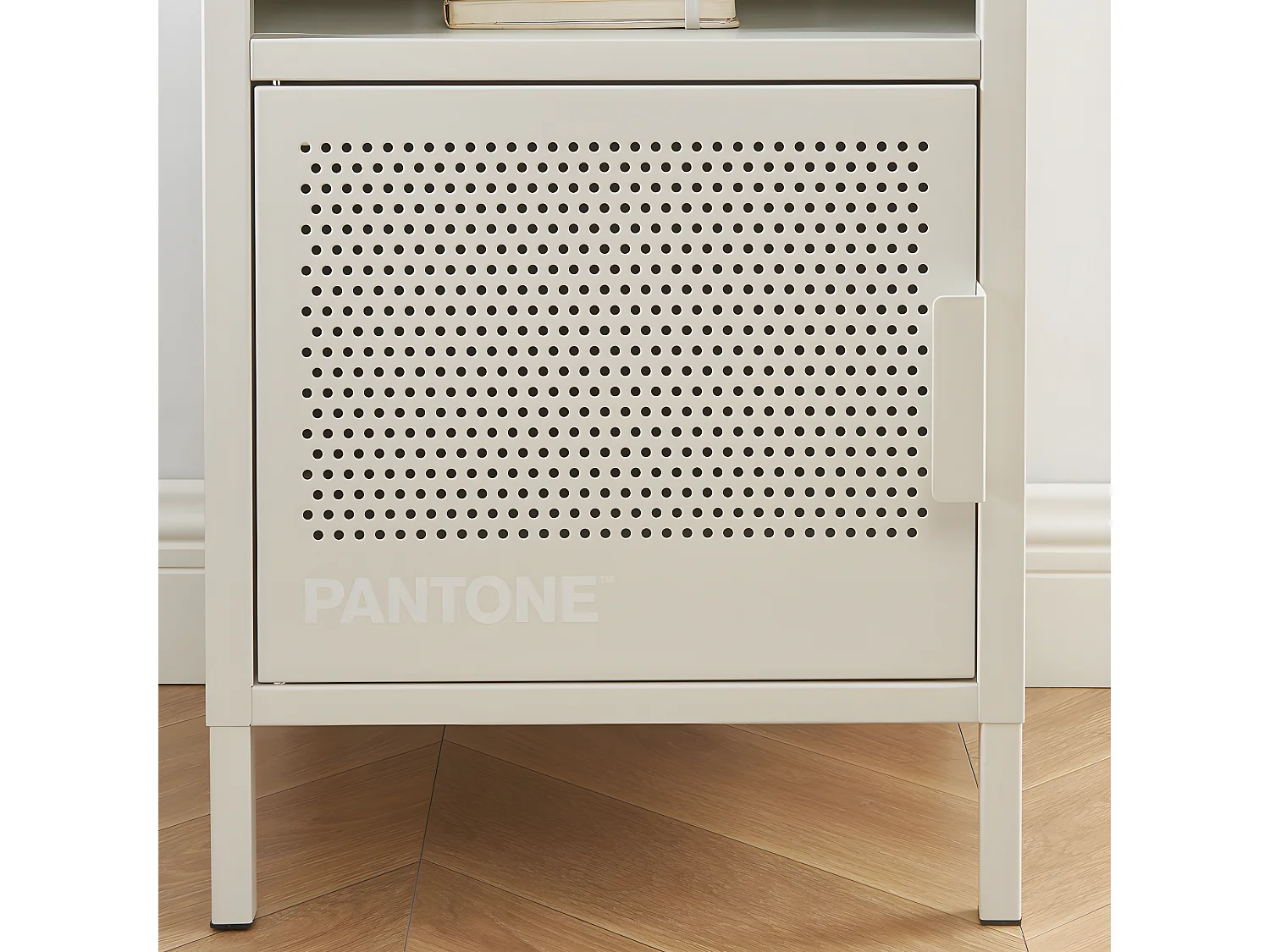 Nino - Table de chevet 1 porte en métal PANTONE - Beige