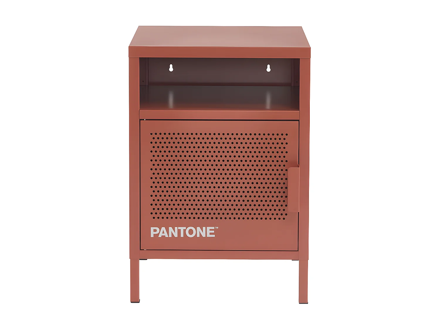 Nino - Table de chevet 1 porte en métal PANTONE - Terracotta
