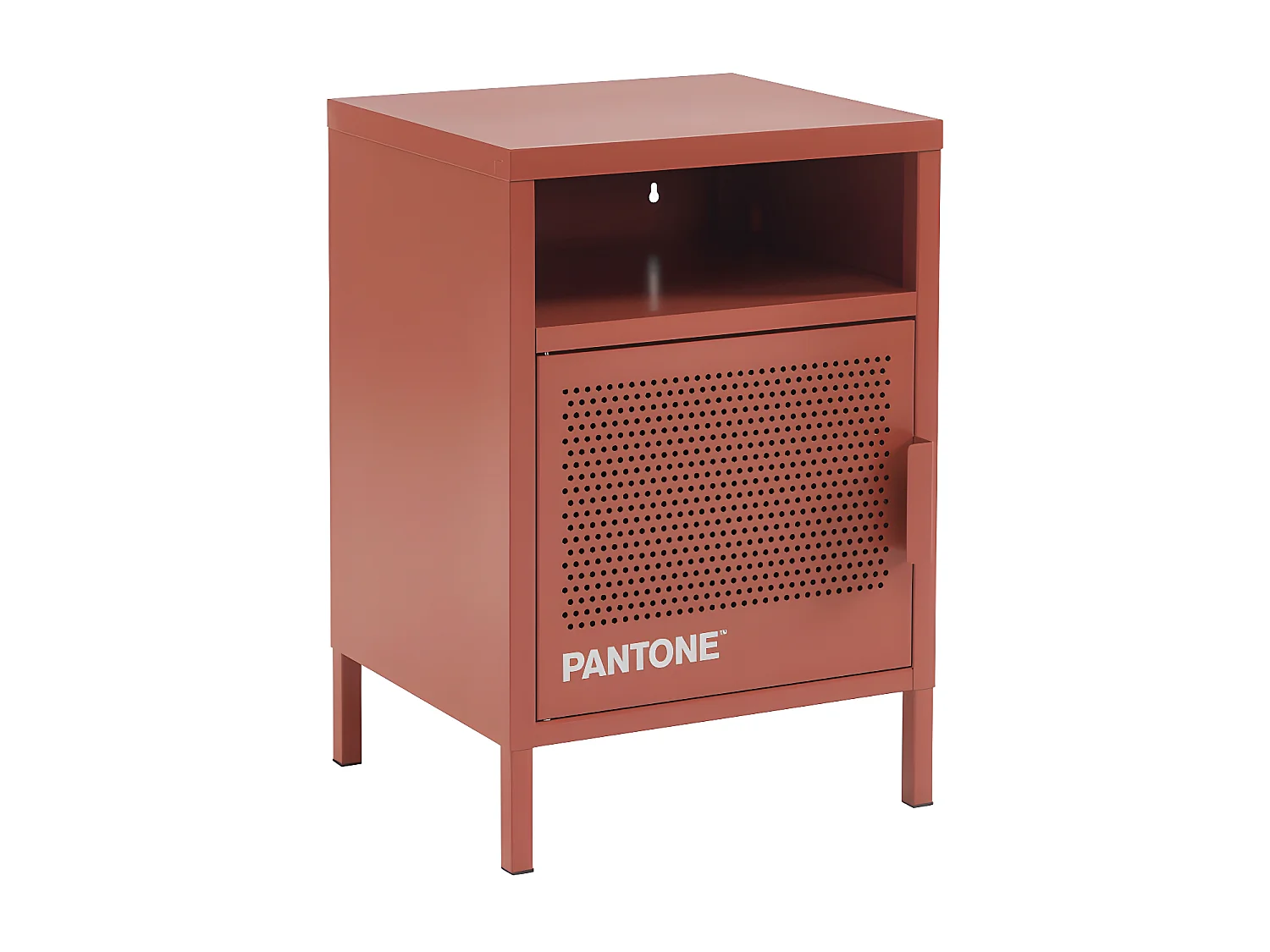 Nino - Table de chevet 1 porte en métal PANTONE - Terracotta