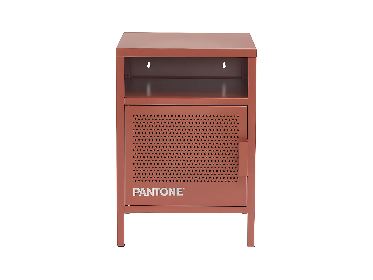 Nino - Table de chevet 1 porte en métal PANTONE - Terracotta