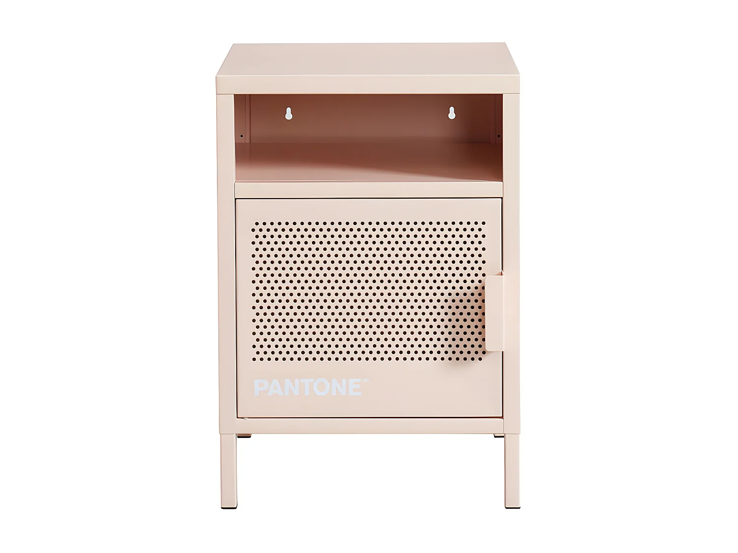 Nino - Table de chevet 1 porte en métal PANTONE - Rose blush