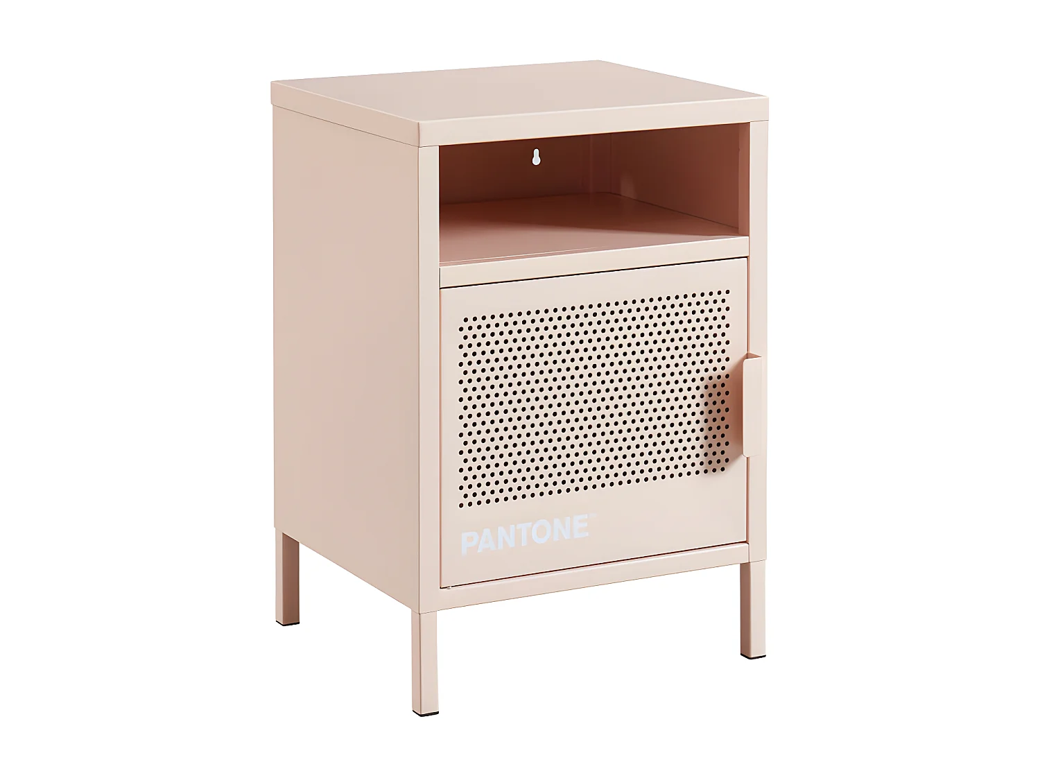 Nino - Table de chevet 1 porte en métal PANTONE - Rose blush
