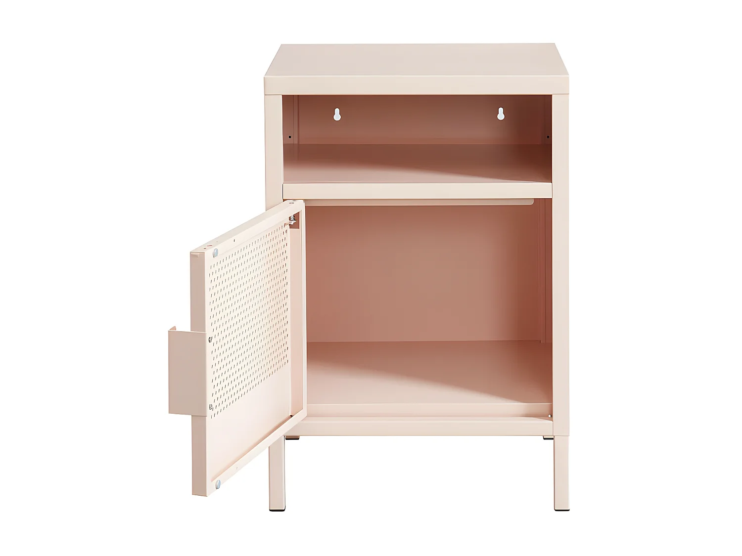 Nino - Table de chevet 1 porte en métal PANTONE - Rose blush