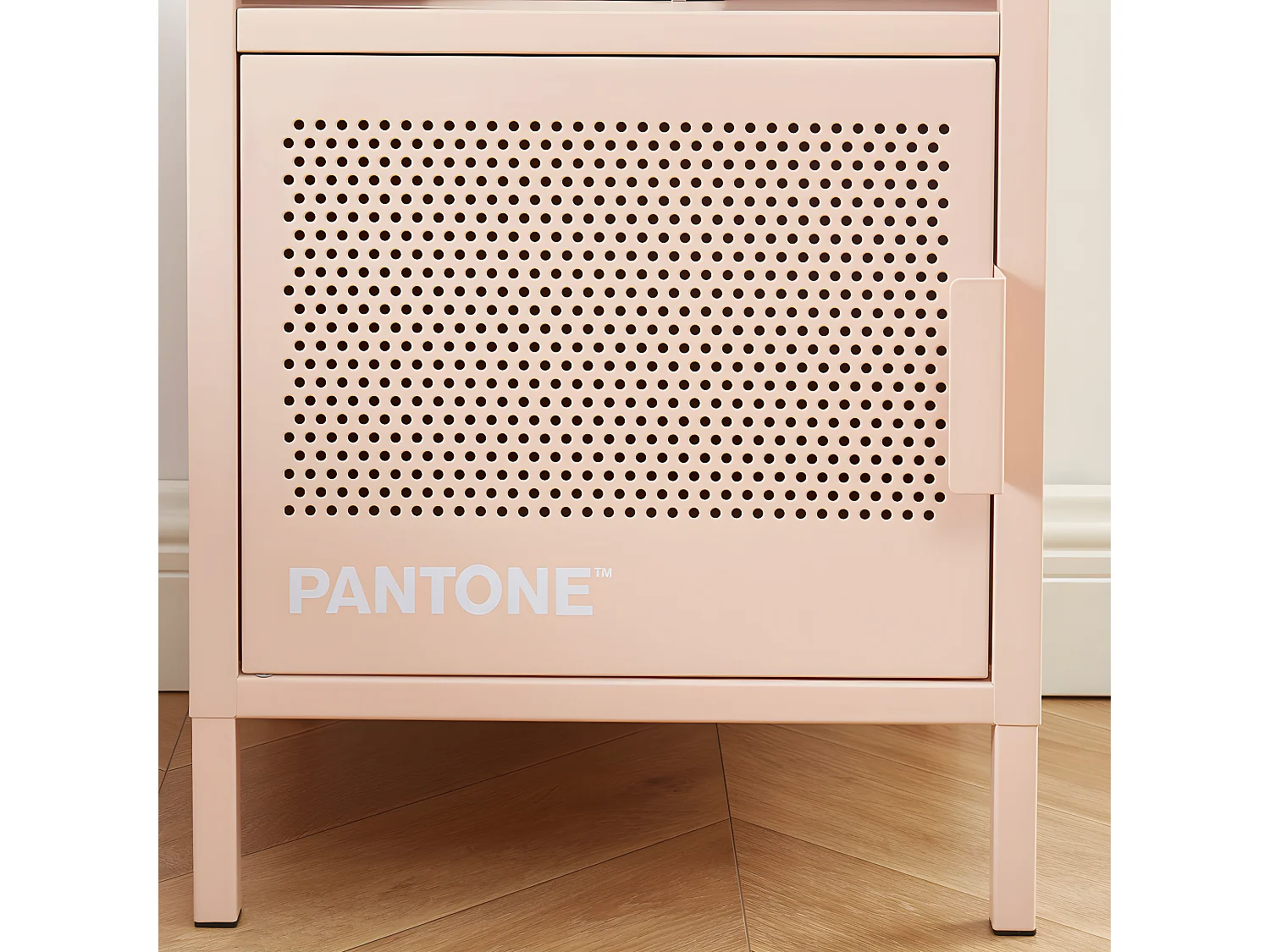 Nino - Table de chevet 1 porte en métal PANTONE - Rose blush