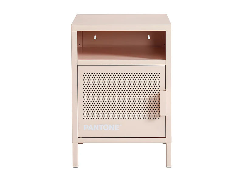 Nino - Table de chevet 1 porte en métal PANTONE - Rose blush