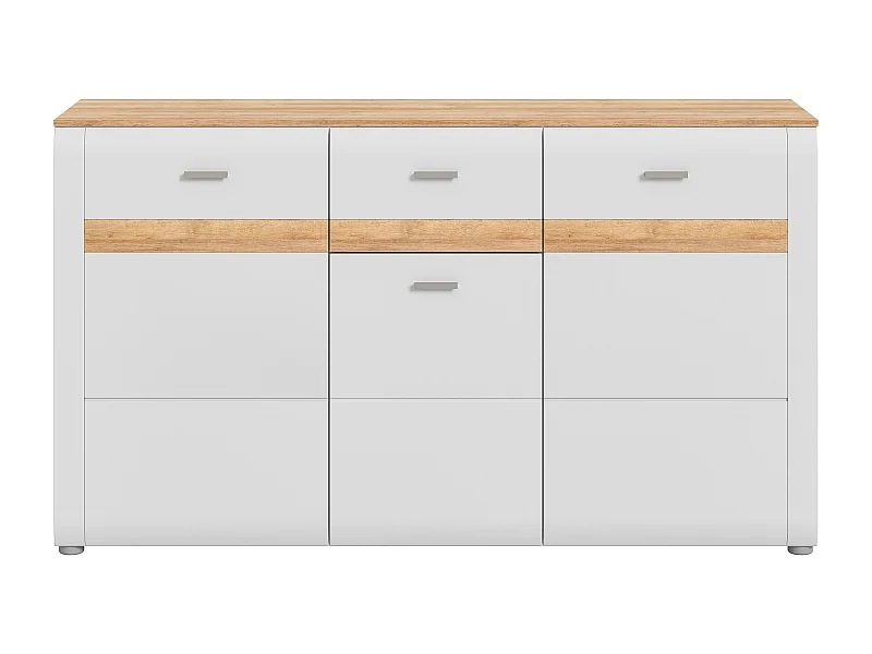 Othan - Buffet (L/H/P : 150x86x43 cm) en mélaminé gris cendré mat