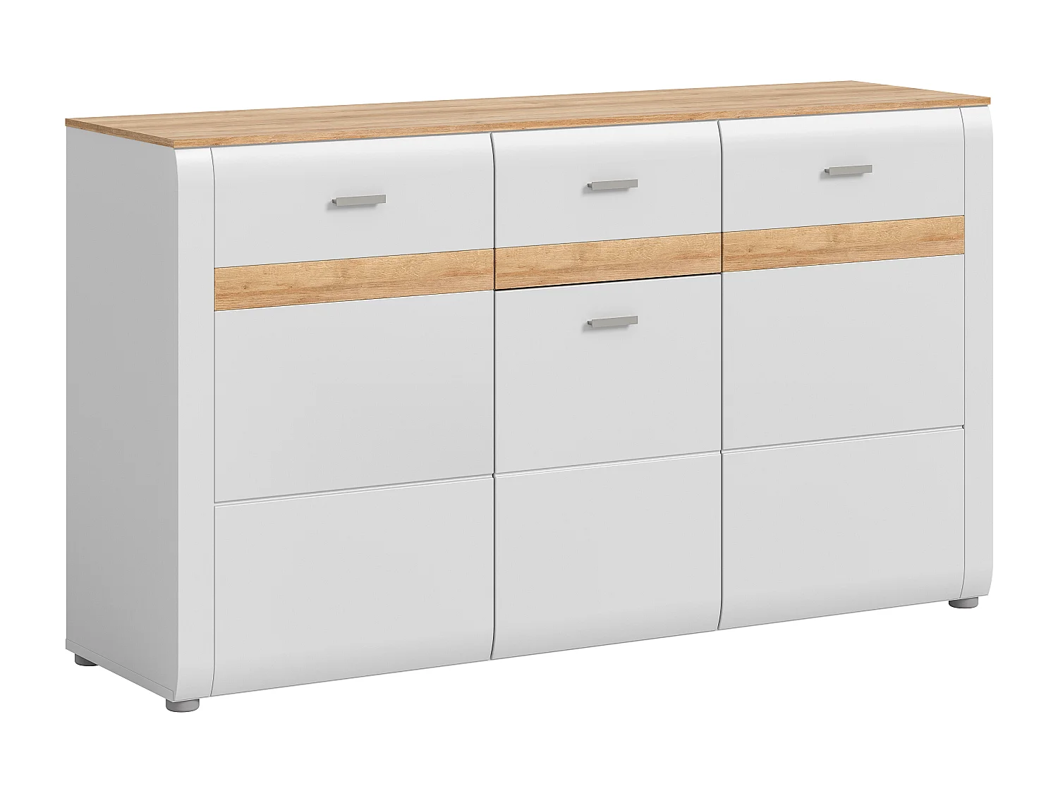 Othan - Buffet (L/H/P : 150x86x43 cm) en mélaminé gris cendré mat