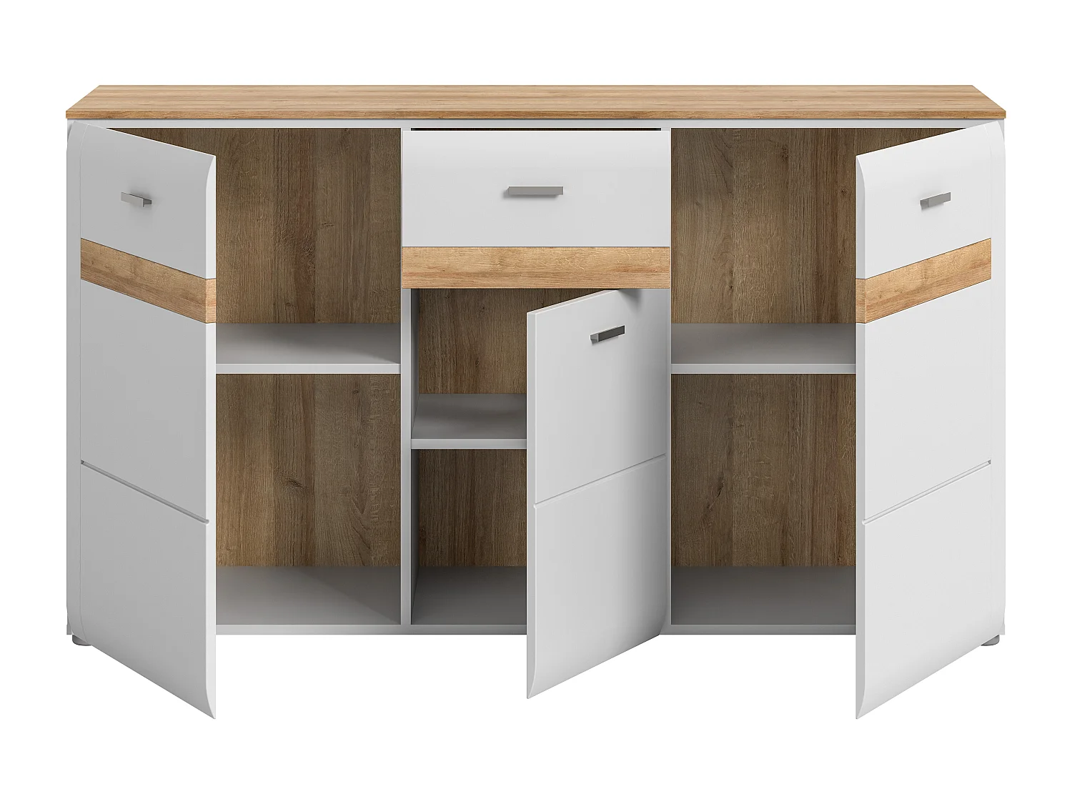 Othan - Buffet (L/H/P : 150x86x43 cm) en mélaminé gris cendré mat