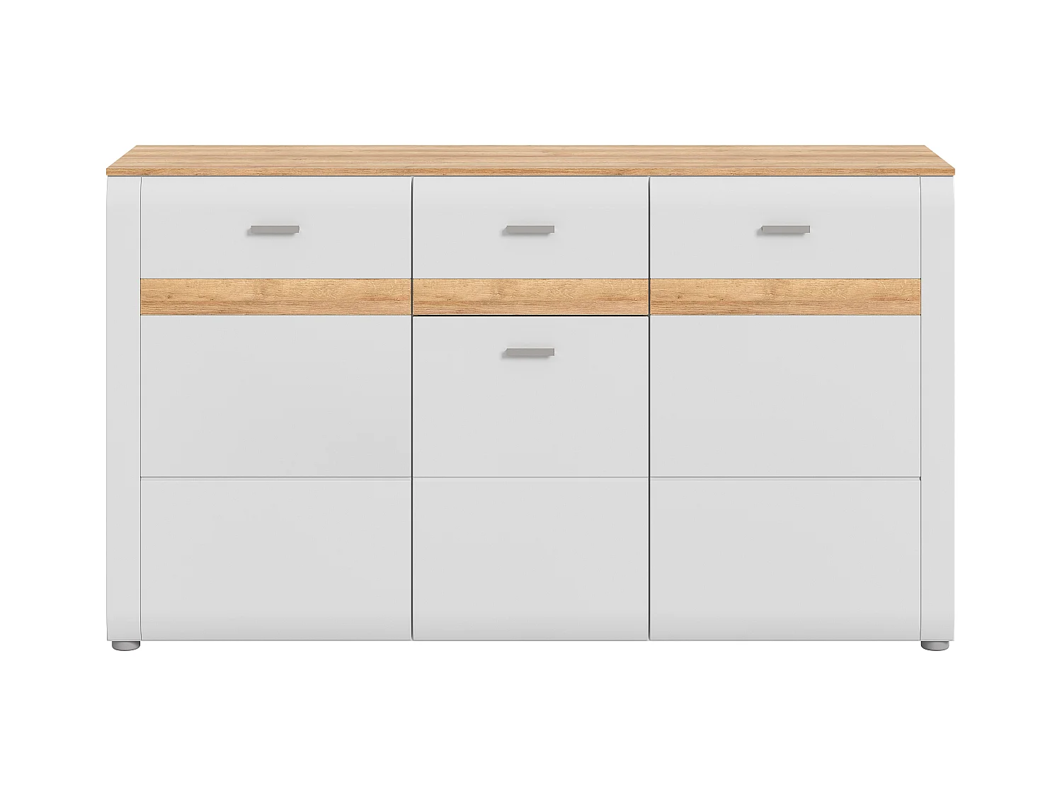 Othan - Buffet (L/H/P : 150x86x43 cm) en mélaminé gris cendré mat