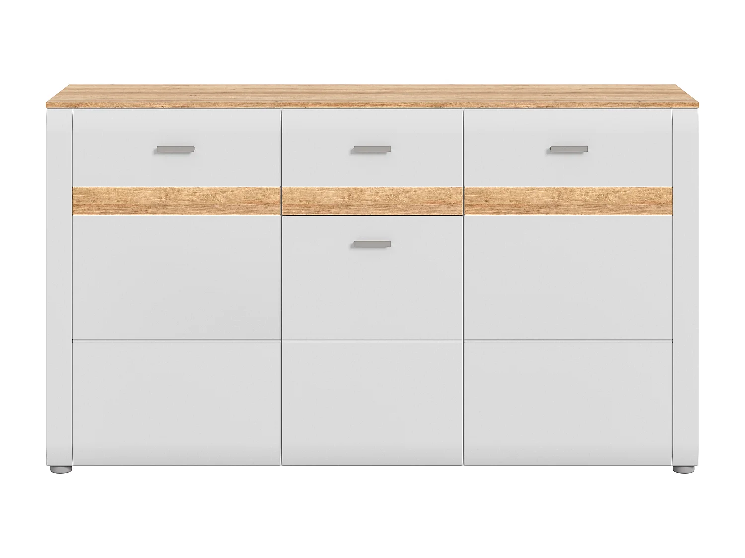 Othan - Buffet (L/H/P : 150x86x43 cm) en mélaminé gris cendré mat