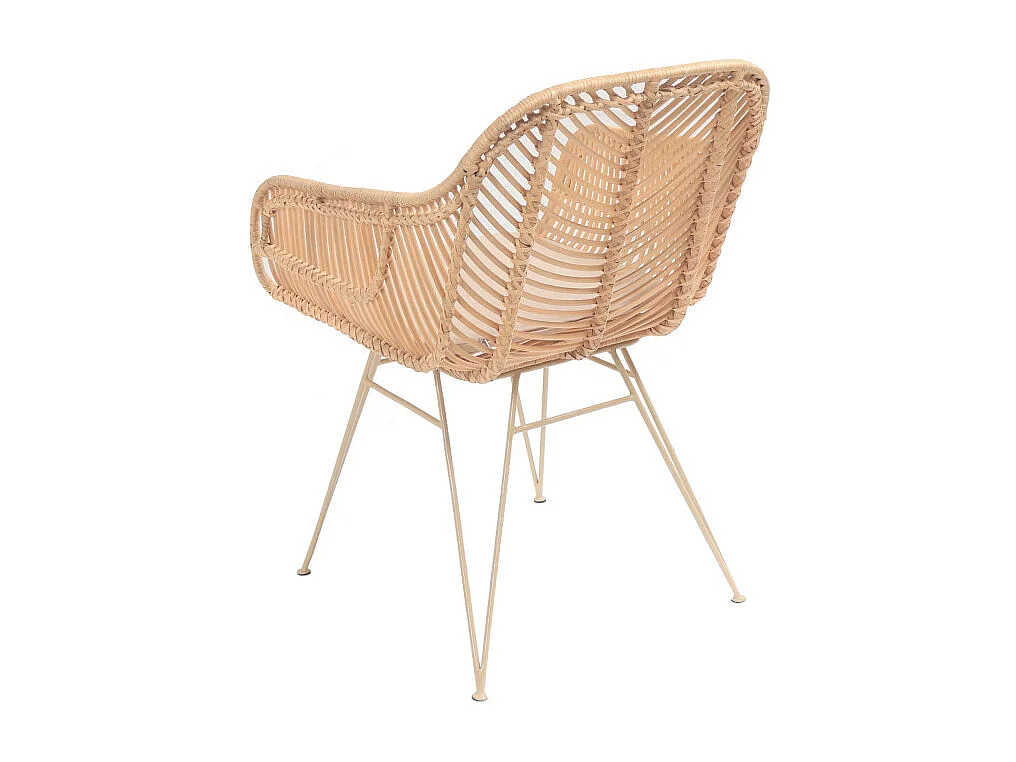 Nunuhai - Fauteuil de table en rotin pieds beiges - Naturel