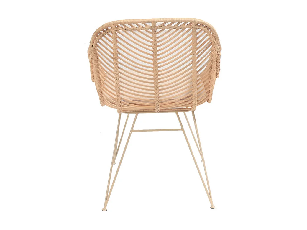 Nunuhai - Fauteuil de table en rotin pieds beiges - Naturel