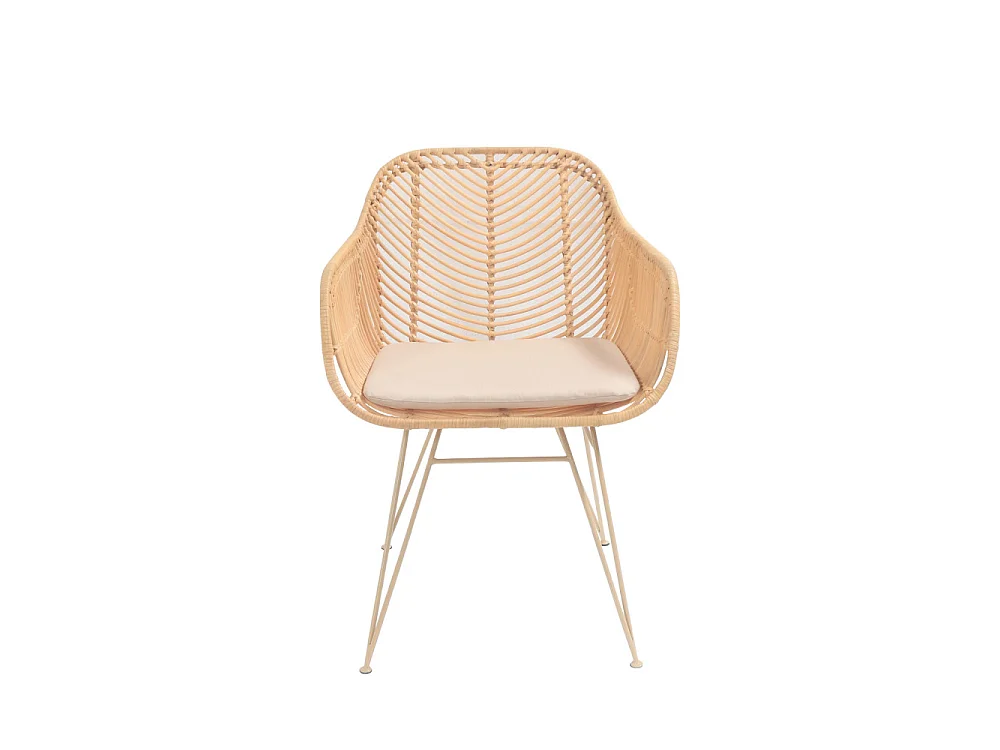Nunuhai - Fauteuil de table en rotin pieds beiges - Naturel