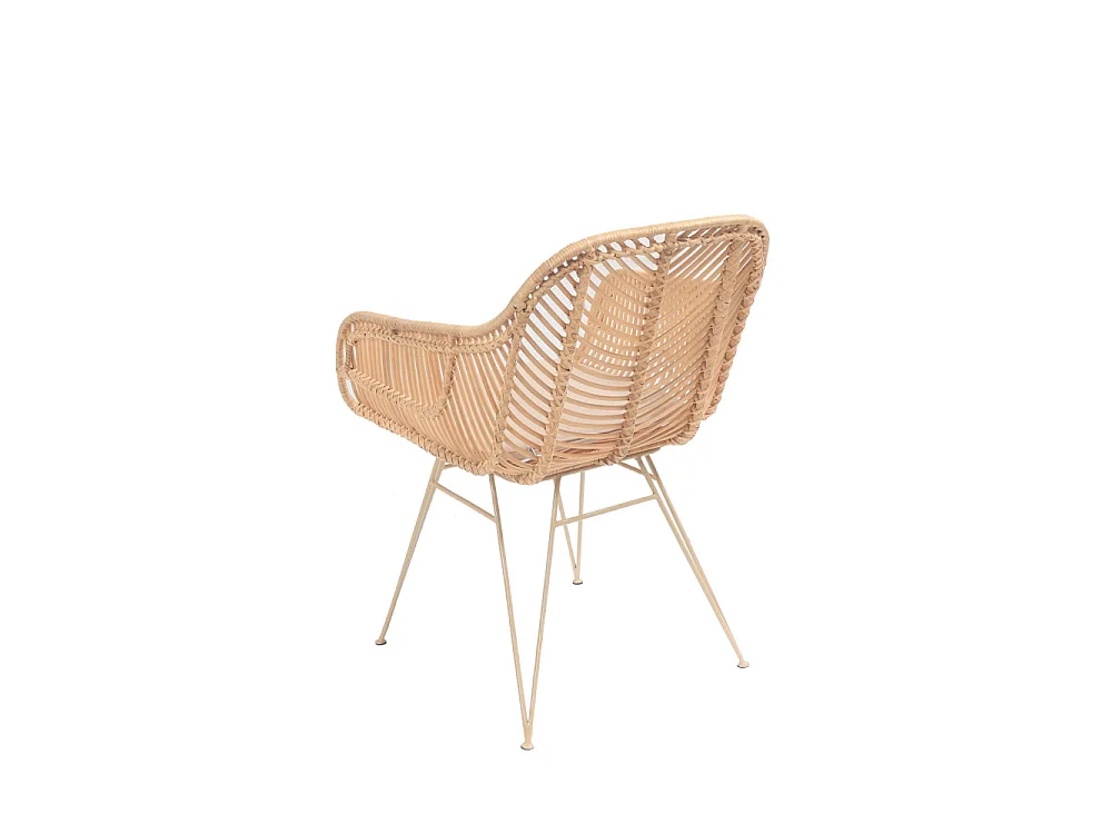 Nunuhai - Fauteuil de table en rotin pieds beiges - Naturel