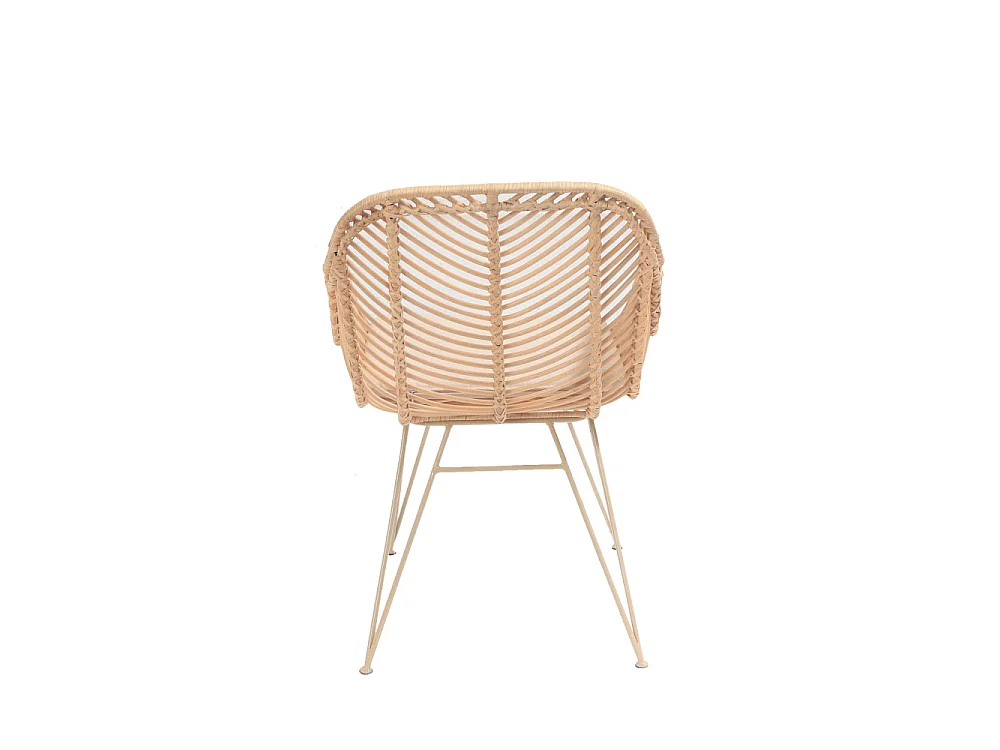 Nunuhai - Fauteuil de table en rotin pieds beiges - Naturel