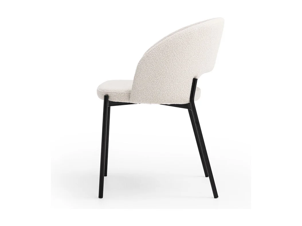 Soren - Lot de 2 chaises en tissu bouclette et métal - Écru