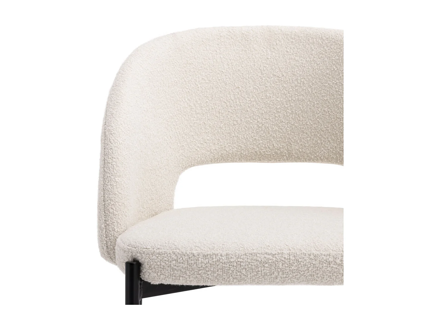 Soren - Lot de 2 chaises en tissu bouclette et métal - Écru