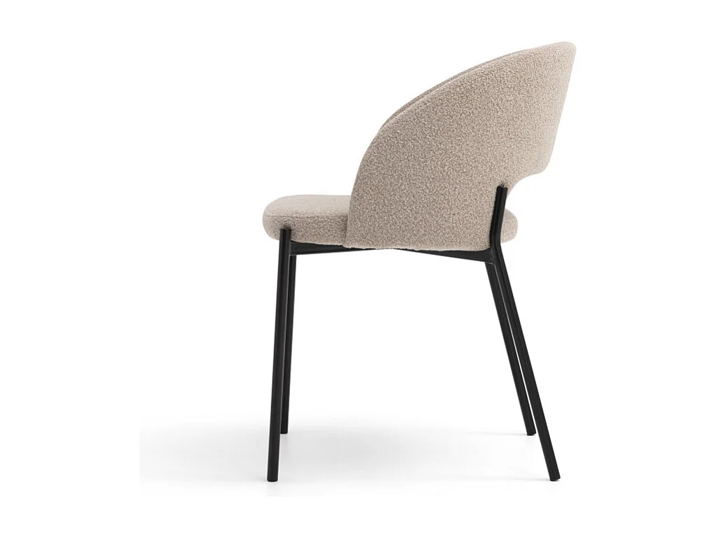 Soren - Lot de 2 chaises en tissu bouclette et métal - Beige chiné