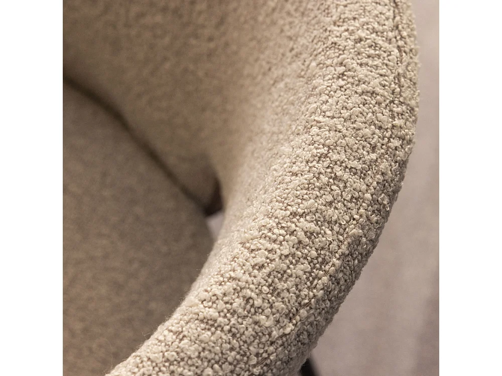 Soren - Lot de 2 chaises en tissu bouclette et métal - Beige chiné