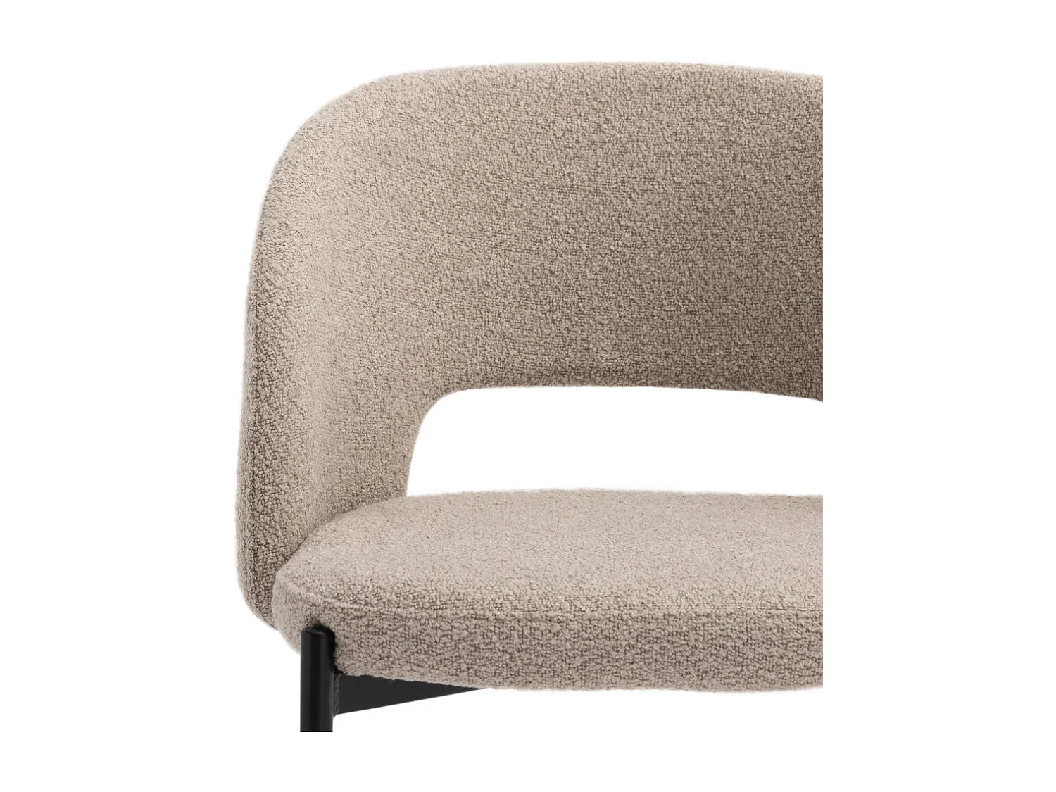 Soren - Lot de 2 chaises en tissu bouclette et métal - Beige chiné