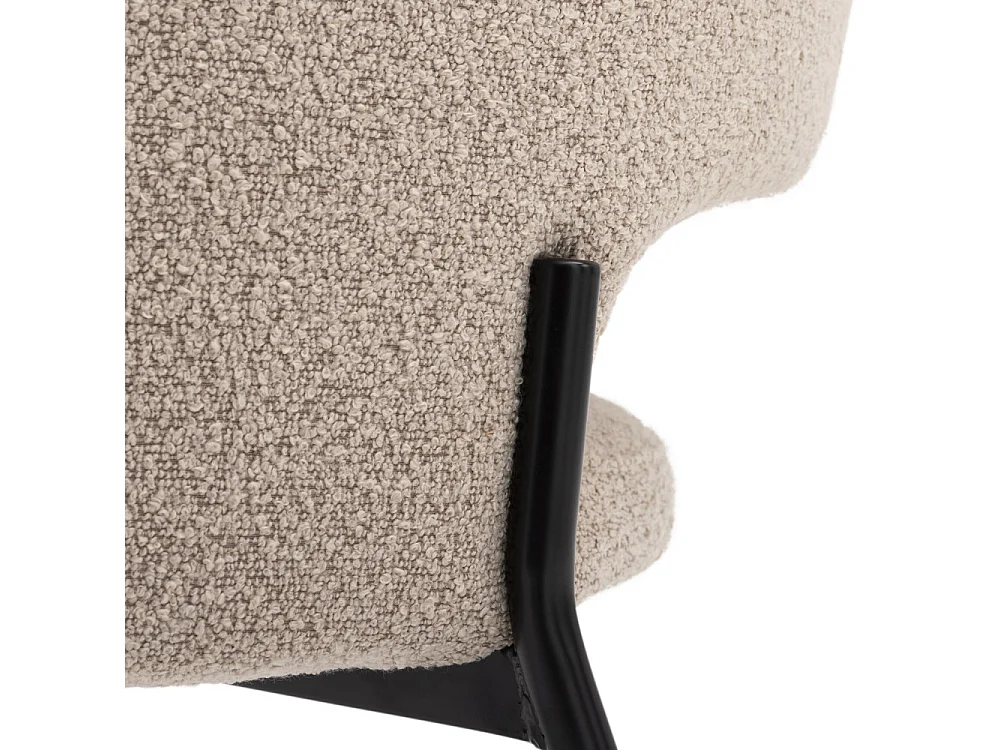 Soren - Lot de 2 chaises en tissu bouclette et métal - Beige chiné