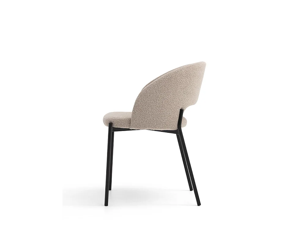 Soren - Lot de 2 chaises en tissu bouclette et métal - Beige chiné