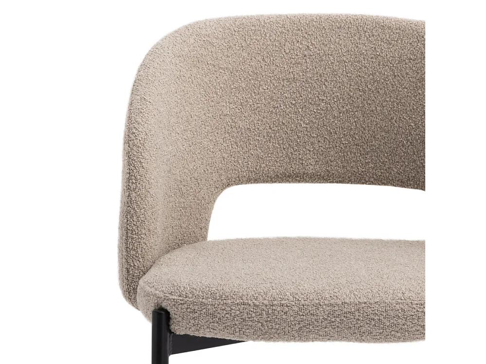 Soren - Lot de 2 chaises en tissu bouclette et métal - Beige chiné