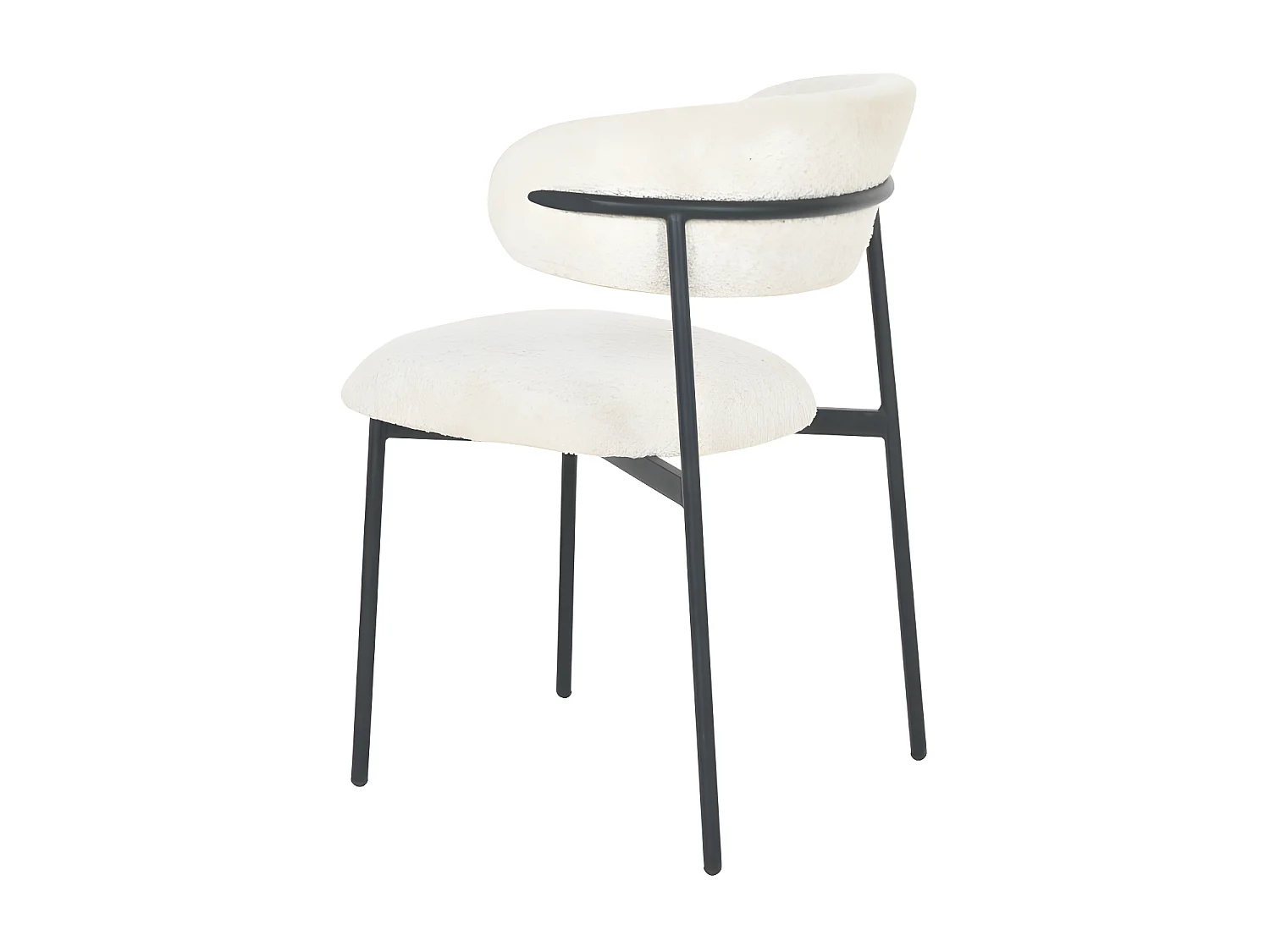 Ester - Lot de 2 chaises en tissu bouclette et métal - Écru chiné
