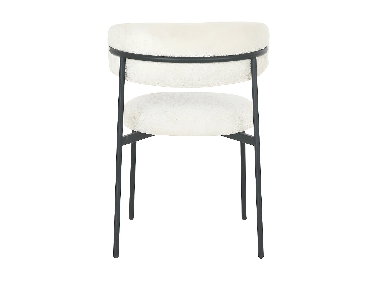 Ester - Lot de 2 chaises en tissu bouclette et métal - Écru chiné