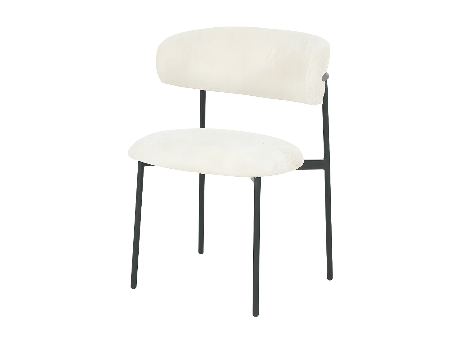 Ester - Lot de 2 chaises en tissu bouclette et métal - Écru chiné
